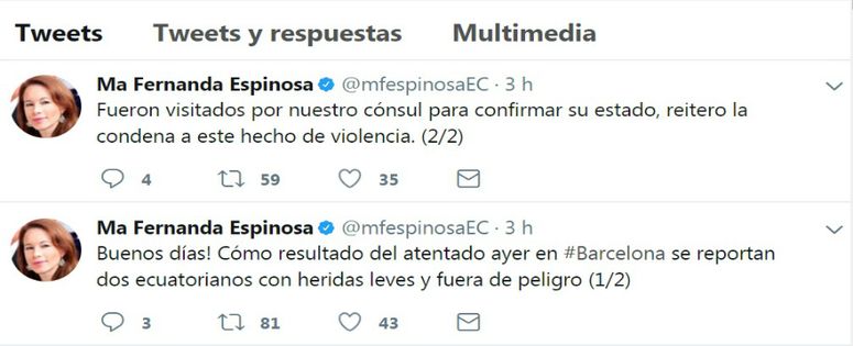 Dos heridos ecuatorianos en atentado a Barcelona