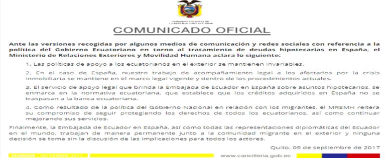 Créditos adquiridos en España "no se traspasan a la banca ecuatoriana"