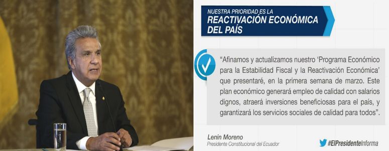 Gobierno de Ecuador presentará su plan económico en marzo de 2018